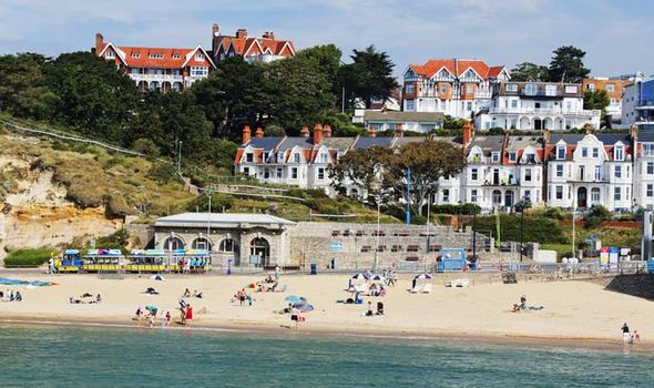 Bournemouth houses by the beach in the sun