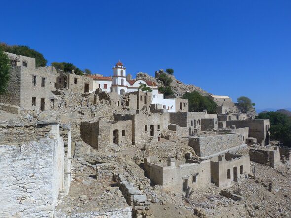 Ruined village of Microhorio, island of Tilos, Dodecanese, Greece