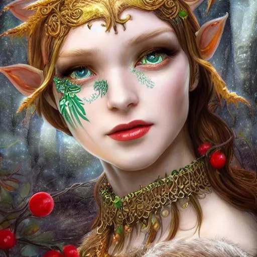 A highly detailed portrait of an elf druid woman, wi... | OpenArt