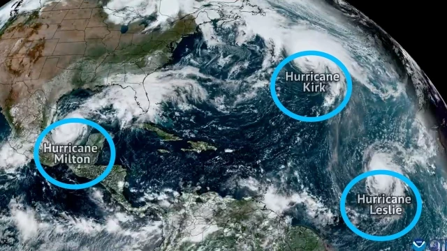 El vídeo que muestra tres huracanes activos en el Atlántico por primera vez en un mes de octubre