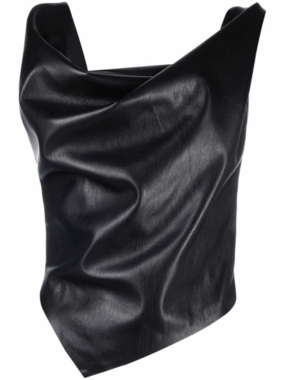 Nanushka Petra Cowl-neck Handkerchief Top In Black