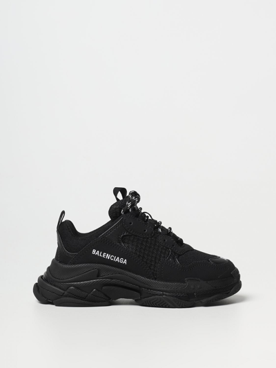 Balenciaga Kids' Triple S Mesh And Leather Trainers 4-7 Years In Black