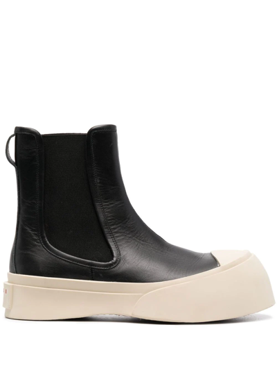 Marni Pablo Leather Platform Chelsea Boots In Black