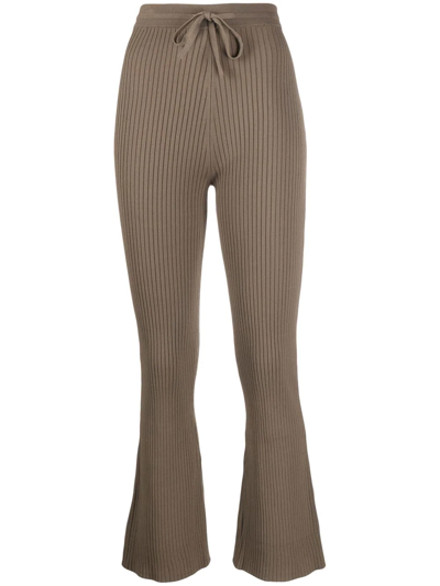 Nanushka Lykke Knit Flared Pants In Khaki