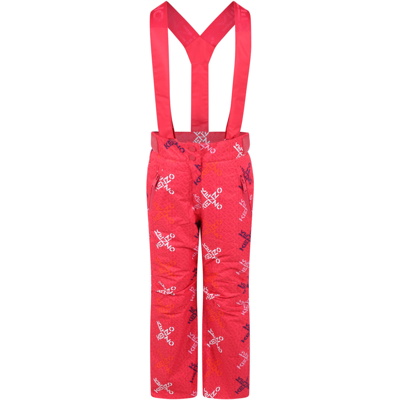 Kenzo Kids' Fuchsia Overalls For Girl With Logos