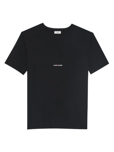 Saint Laurent Oversized Logo-print Cotton-jersey T-shirt In Noir