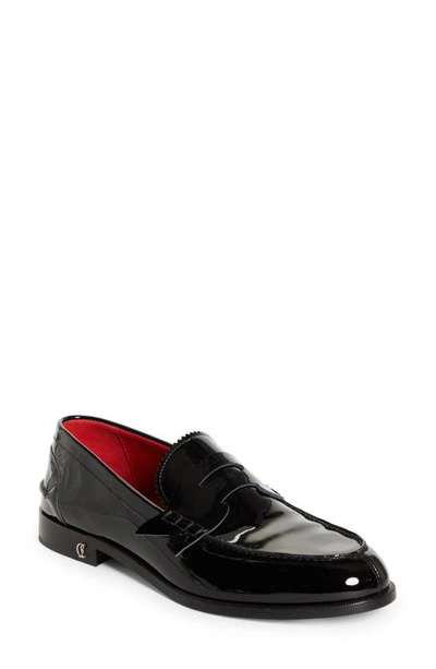 Christian Louboutin No Penny Patent-leather Loafers In Blacklinloubi