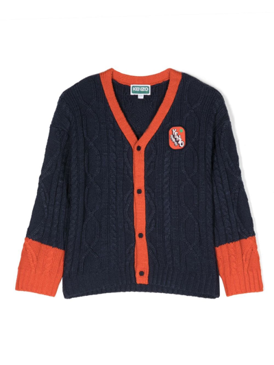 Kenzo Teen Boys Navy Blue Cable Knit Cardigan