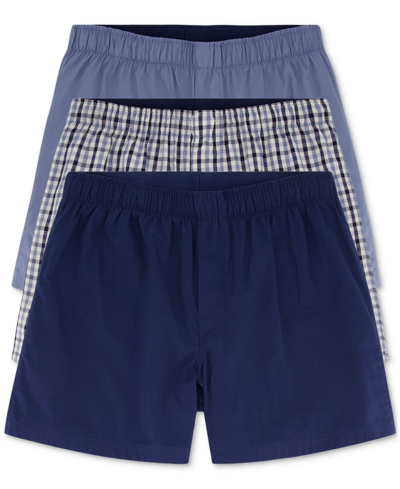 Gap Men's 3-pk. Cotton Boxers In Elysian Blue,plaid,infinity