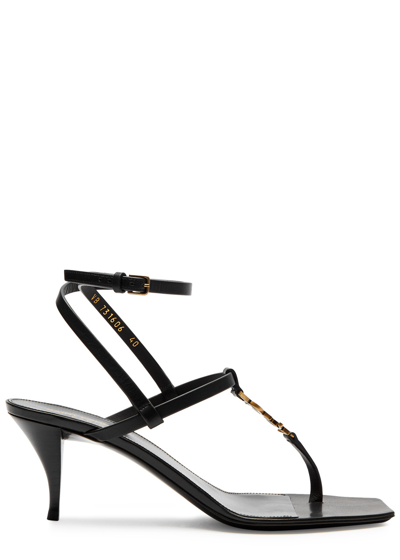 Saint Laurent 60mm Cassandra Leather Sandals In Nero