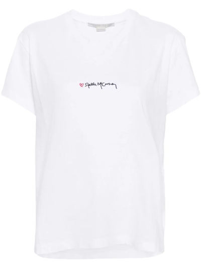 Stella Mccartney Logo-embroidered Cotton T-shirt In White