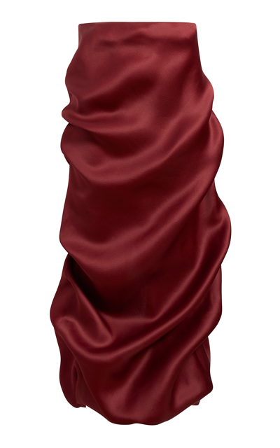 Khaite Olula Draped Silk Maxi Skirt In Red