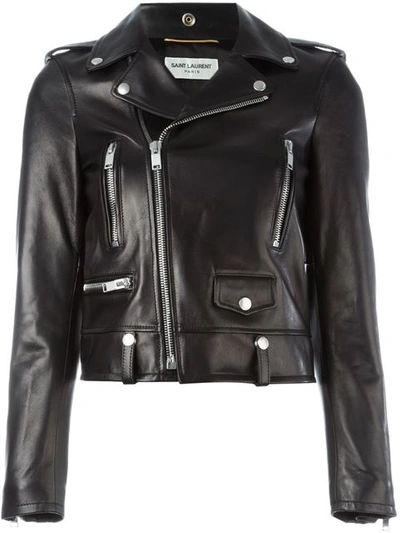 Saint Laurent Leather Biker Jacket In Black