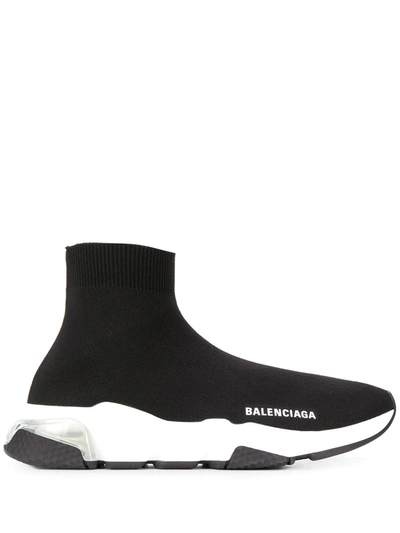 Balenciaga Speed Sneakers In Black White Black