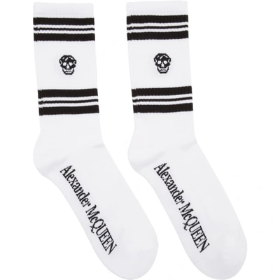 Alexander Mcqueen Logo-intarsia Metallic Cotton-blend Socks In Black