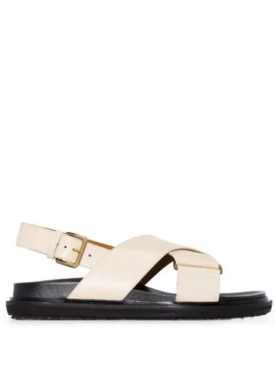 Marni Off-white Fussbett Sandals In W Silk White