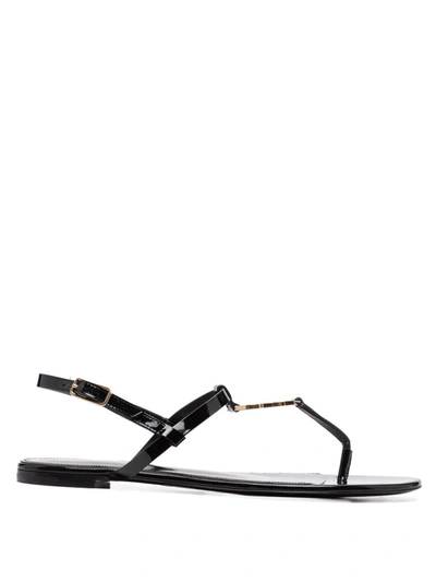 Saint Laurent Cassandra Mock-croc Ysl Slingback Sandals In Black