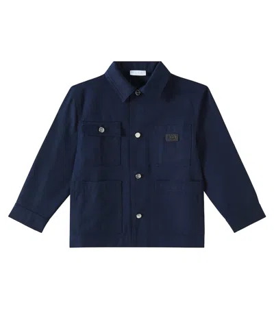 Gucci Kids' Leather-trimmed Cotton Jacket In Naval Blue