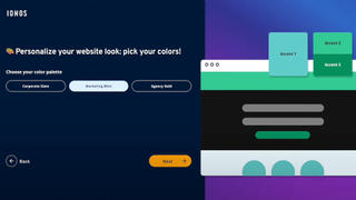 screenshot of IONOS website builder in use