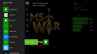 New Xbox One Experience Guide menu Snap an app