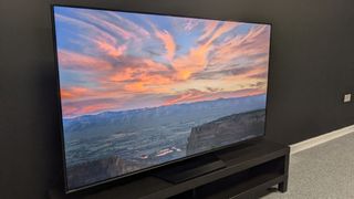 Hisense U7N with sunset on screen