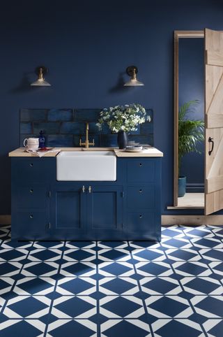 Patterned LVT flooring in kitchen