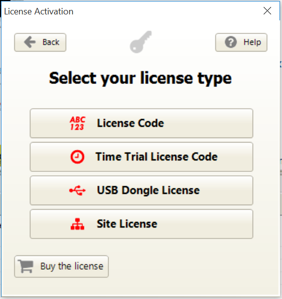 Select your license