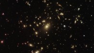 This Hubble image shows the galaxy cluster Abell 2537. The image is a composite of separate exposures acquired by Hubble’s ACS and WFC3 instruments. Five filters were used to sample various wavelengths. The color results from assigning different hues to each monochromatic image associated with an individual filter. Image credit: NASA / ESA / Hubble.