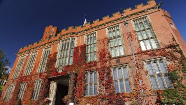 The front of ivy covered Firth Court