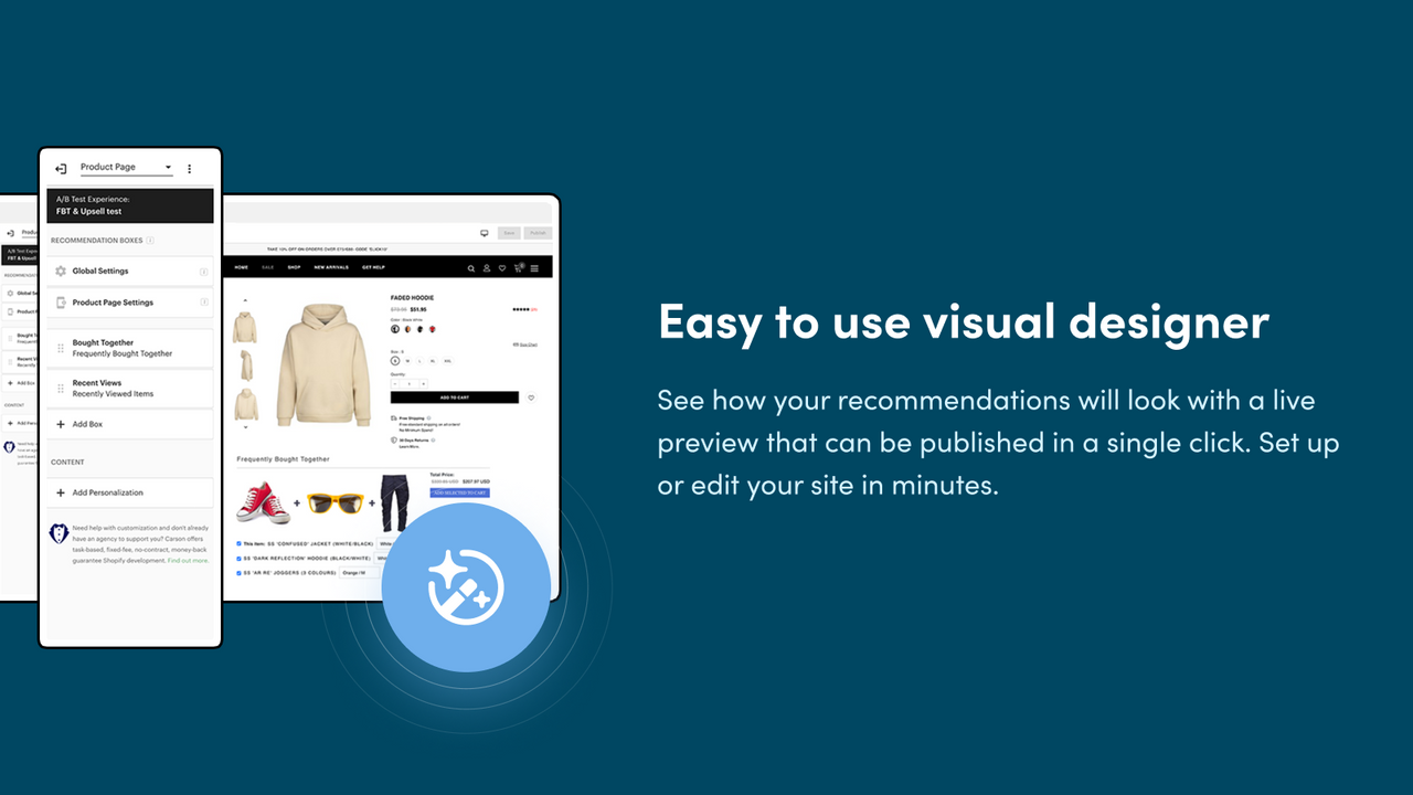 Easy to use visual designer - drag and drop setup