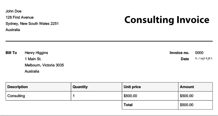 Invoice template