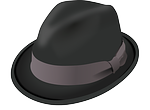 hat, trilby, black