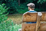 bench, man, back view