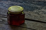 honey, jar, wood