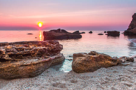 Nascer do sol sobre o Mar Negro em Odessa