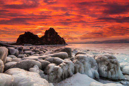 Shaman Rock on Lake Baikal