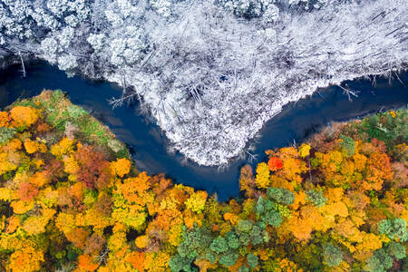 Winter und Herbst an zwei Ufern