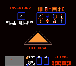 Inventory screenshot from The Legend of Zelda