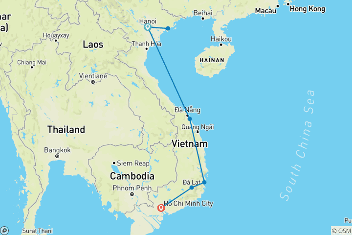 Carte du circuit Circuit en groupe de 11 jours/10 nuits au Vietnam | ULTIMATE