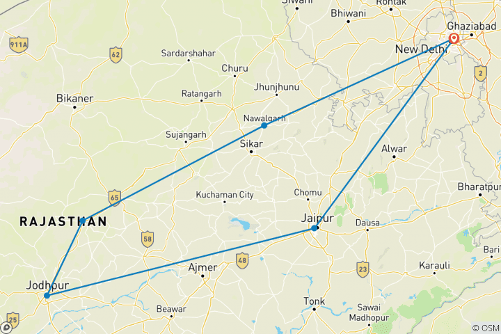 Mapa de Circuito por el patrimonio de la India