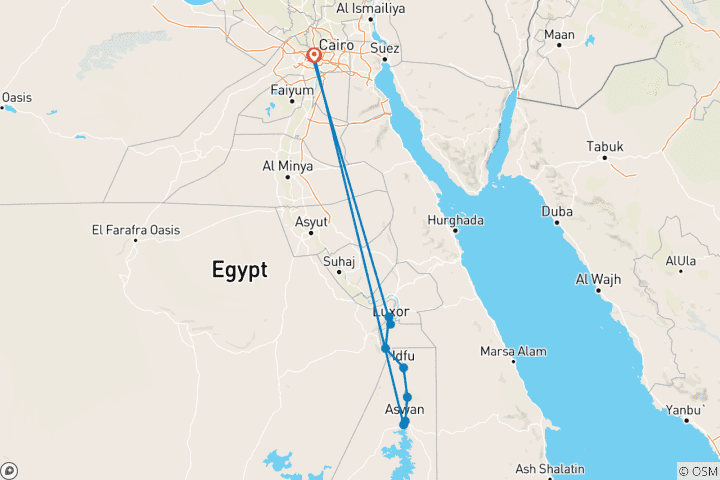 Map of Pharaohs Nile Cruise Adventure - Return Flights Included