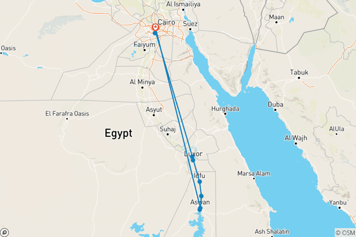 Map of Grand Egyptian GEMs: Hidden Pyramids and the Nile - Return Flight Included - 9 Days