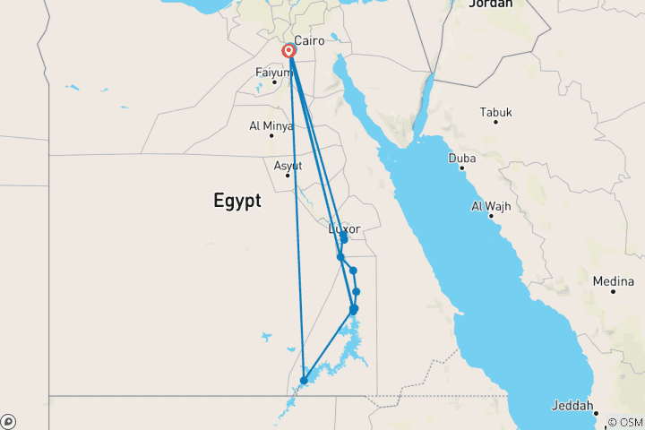 Map of Egypt Luxury Guided Tour W/Nile Cruise & Air