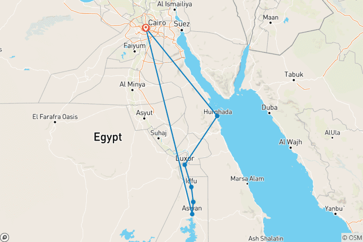 Map of 9 Days Nile Jewel  (Superior hotels)