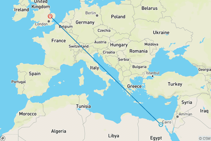 Kaart van Korte vakanties in Caïro 3 dagen met gids