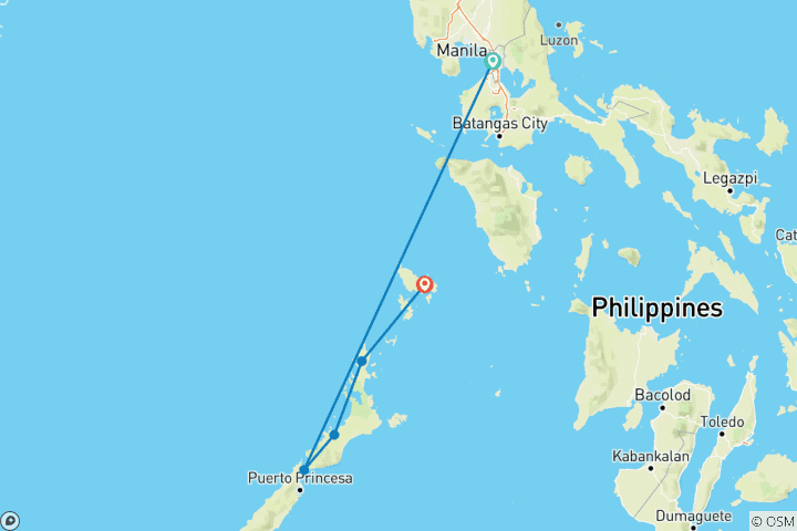 Carte du circuit Ouest des Philippines classique 14 jours - One Life Adventures