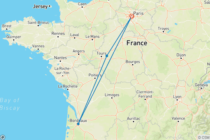 Map of Tailor-Made Best France Tour with Daily Departure