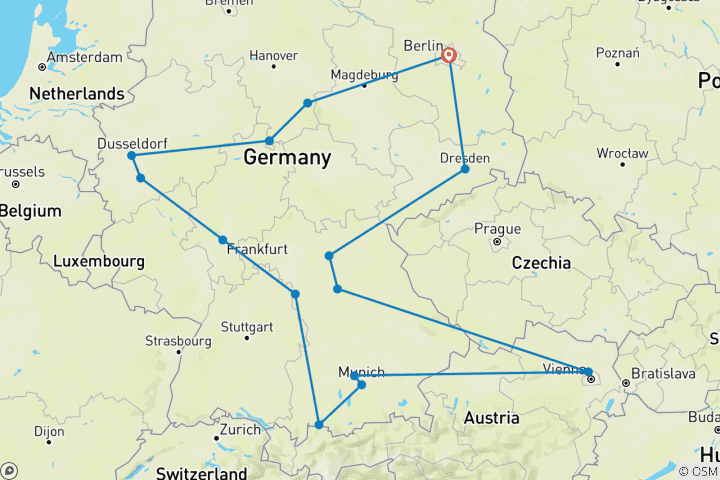 Carte du circuit Le meilleur de l'Allemagne (15 destinations)