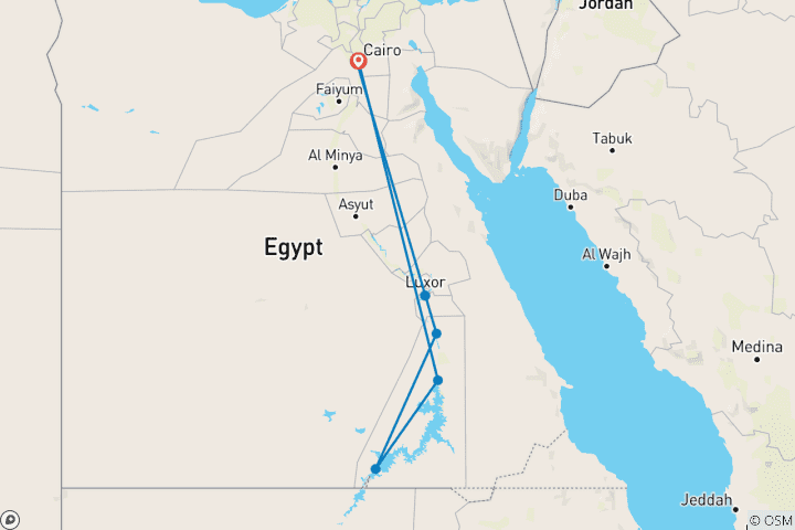 Map of 9 DAYS EGYPT CAIRO-LUXOR -ASWAN With Nile Cruise and Guided Tours