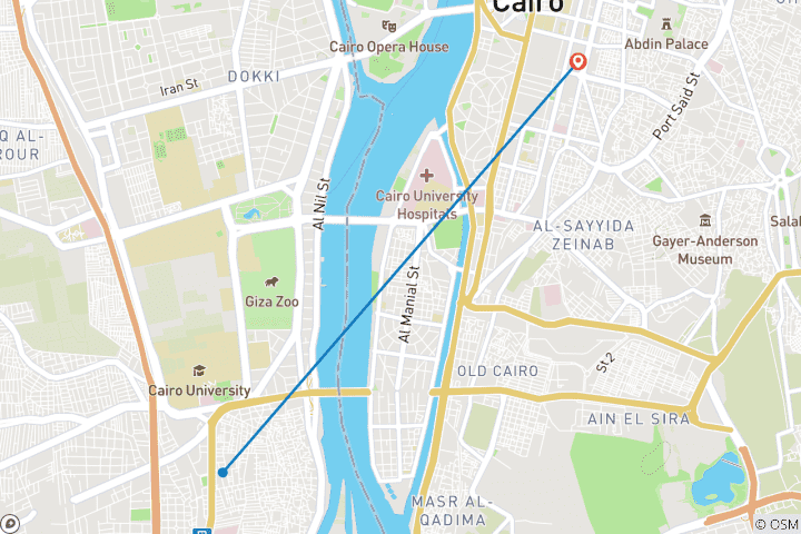 Map of Budget Cairo Short Vacations 3 Days Guided Tour